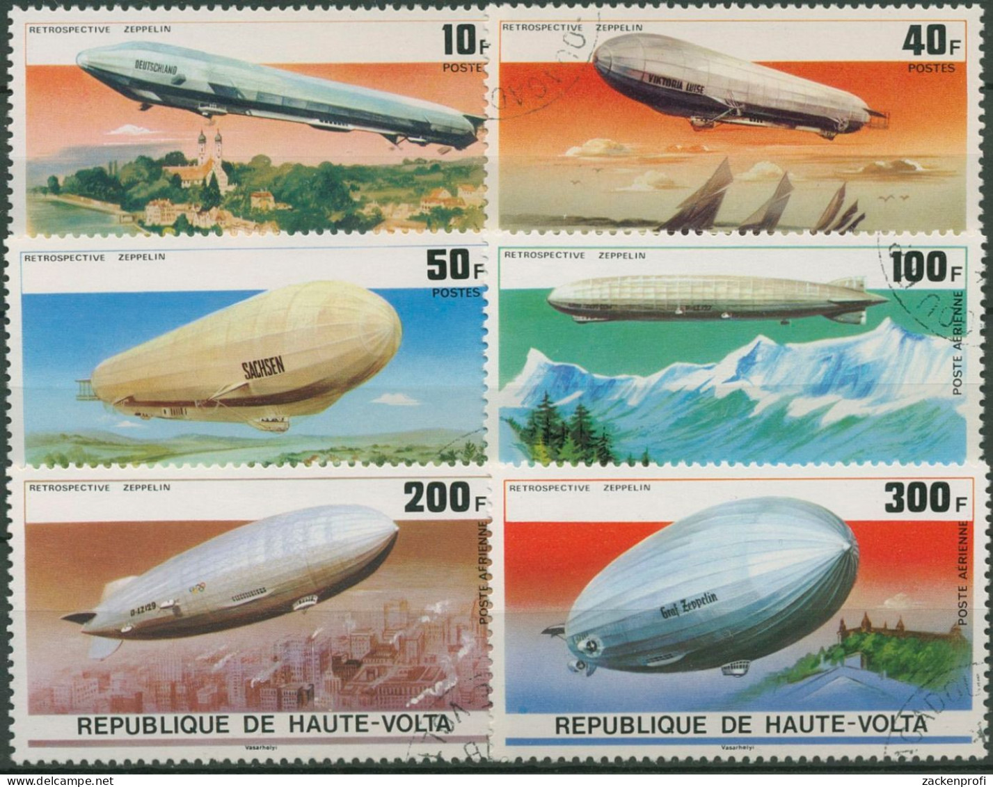 Obervolta 1976 75 Jahre Zeppelin-Luftschiffe 625/30 Gestempelt - Upper Volta (1958-1984)