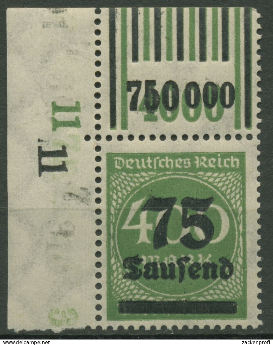 Deutsches Reich 1923 Walze 287 A W OR 2'9'2/1'5'1 Ecke Ob. Li. Postfrisch - Nuovi