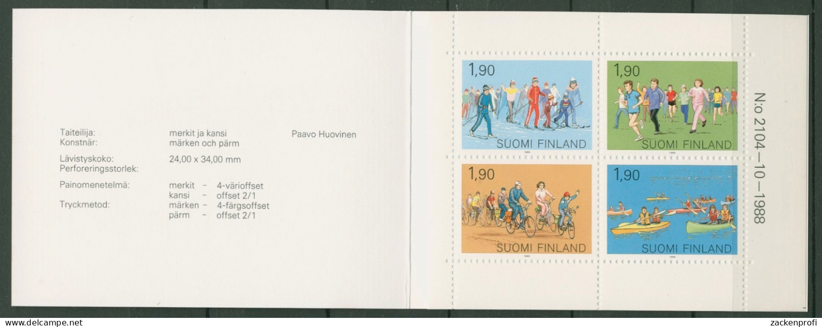 Finnland 1989 Breitensport Markenheftchen MH 24 Postfrisch (C92925) - Markenheftchen