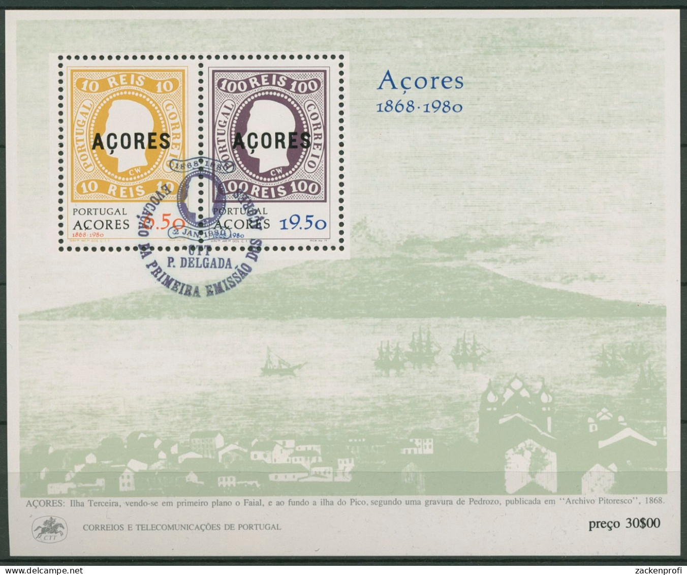 Portugal - Azoren 1980 Jahrestag Azor. Markenausgabe Block 1 Gestempelt (C90927) - Azoren
