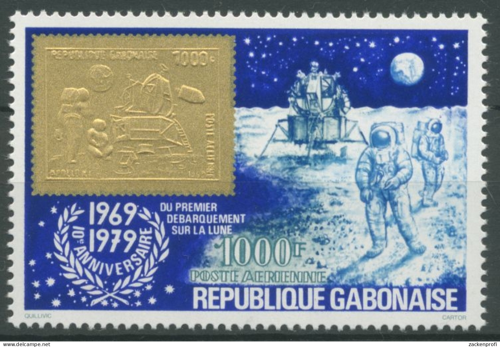 Gabun 1979 10 Jahre Erste Bemannte Mondlandung 709 Postfrisch - Gabón (1960-...)