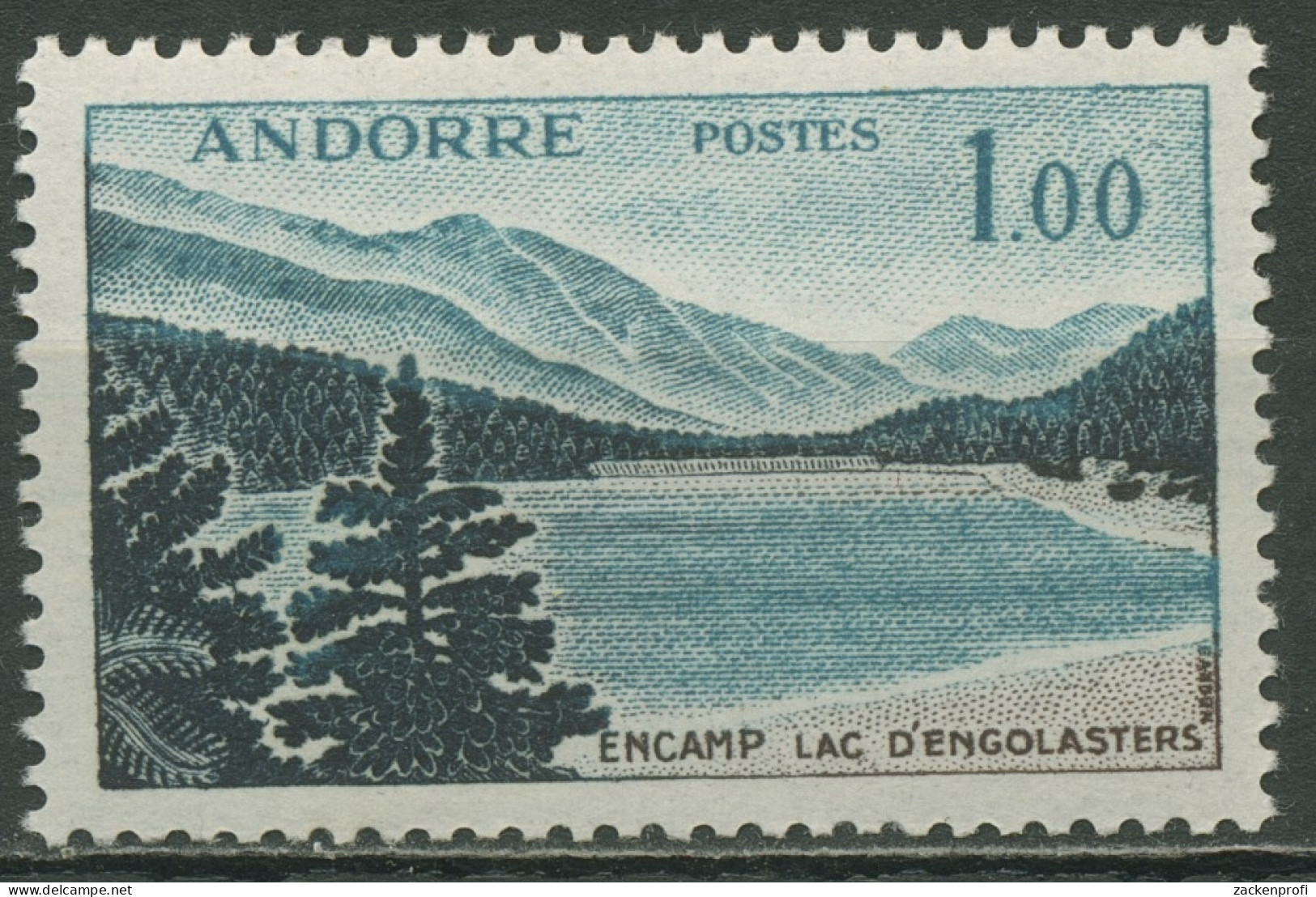 Andorra (frz.) 1961 Freimarke Landschaften: Engolasters-See 174 Postfrisch - Unused Stamps