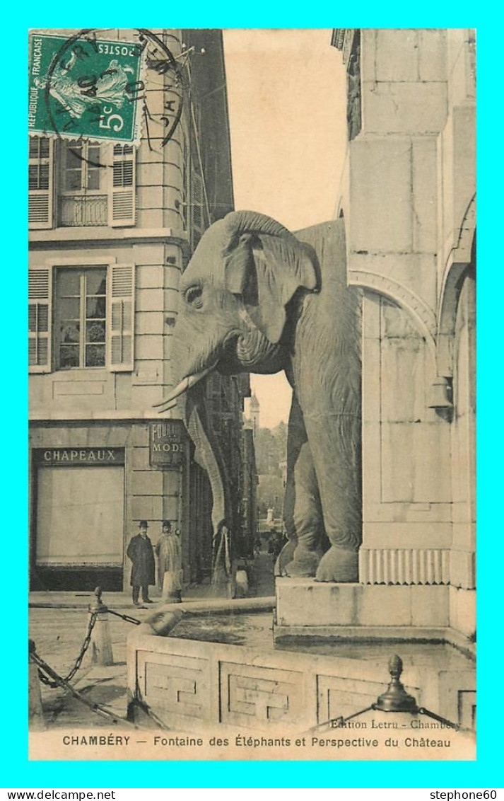 A878 / 595 73 - CHAMBERY Fontaine Des Elephants Et Perspective Du Chateau - Chambery