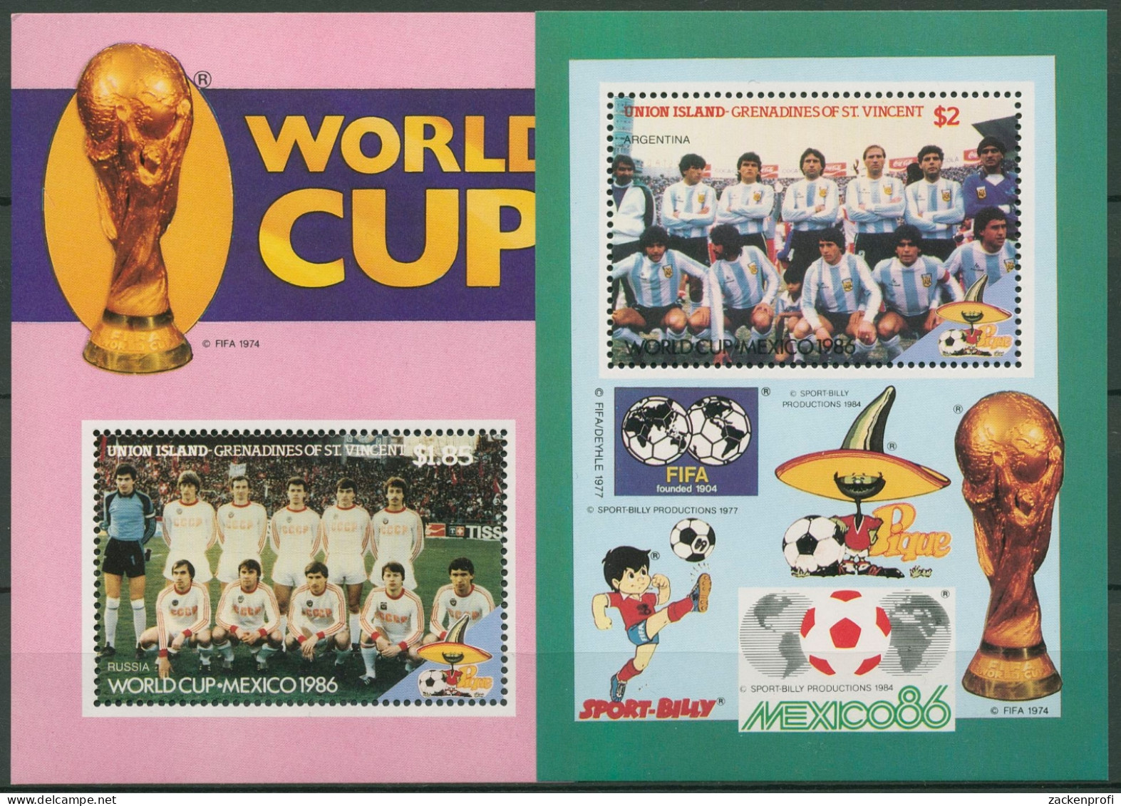 St. Vincent - Grenadinen/Union 1986 Fußball-WM Mexiko Block 5/6 Postfr. (C94705) - St.Vincent Y Las Granadinas
