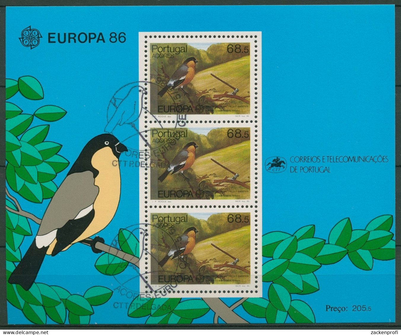 Portugal - Azoren 1986 Europa CEPT Natur Umweltschutz Block 7 Gestemp. (C90939) - Azores