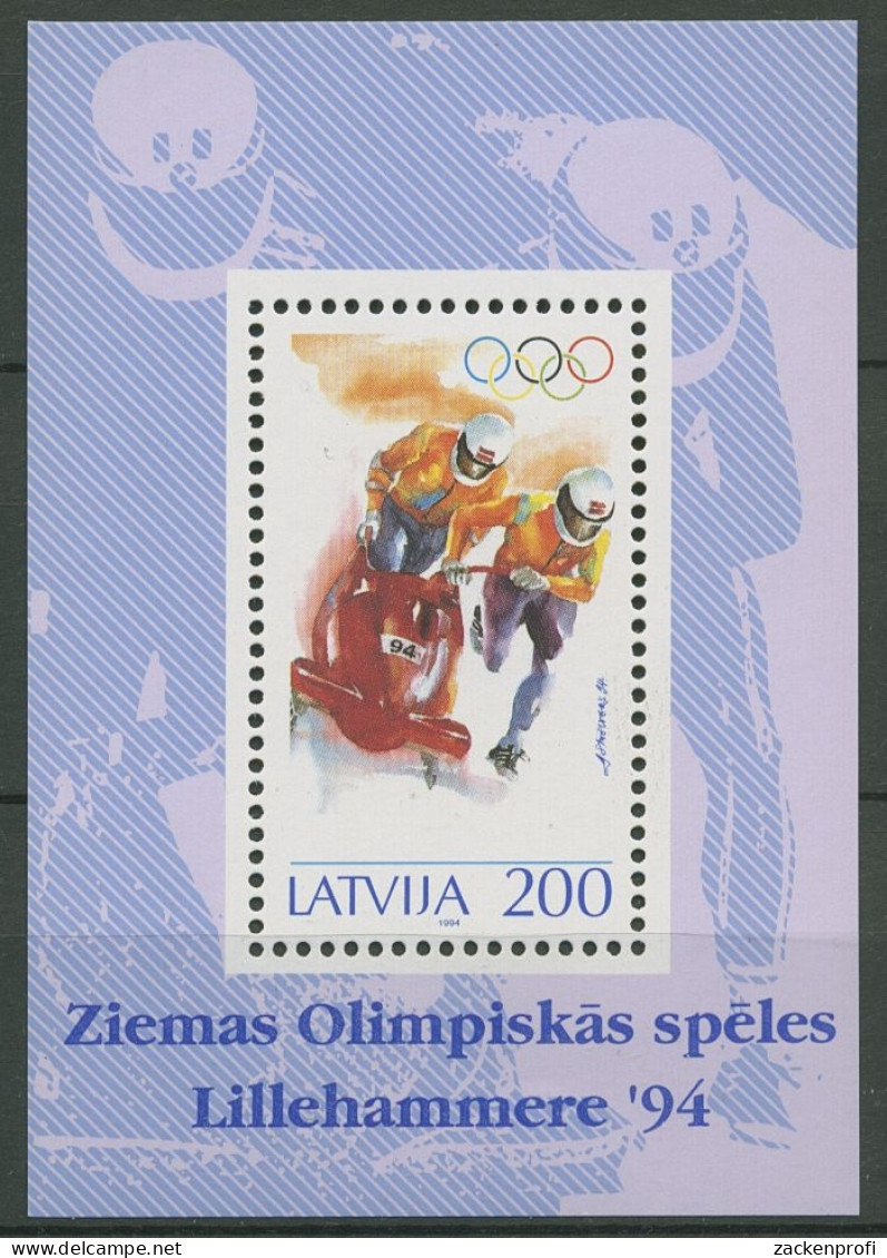 Lettland 1994 Olympische Spiele Lillehammer Bob Block 4 Postfrisch (C92895) - Lettonie