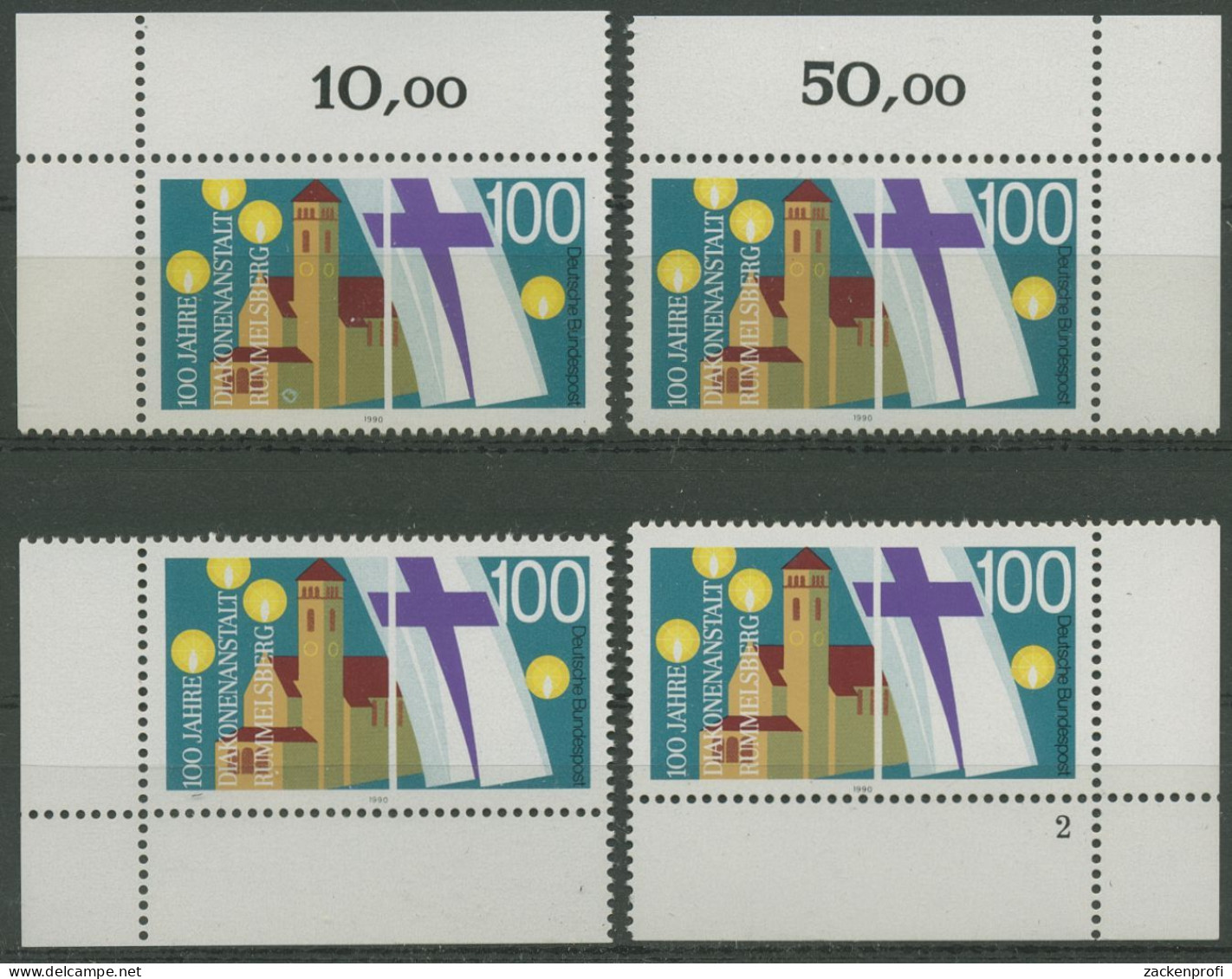 Bund 1990 100 J. Diakonenanstalt Rummelsberg 1467 Alle 4 Ecken Postfrisch (E749) - Ongebruikt