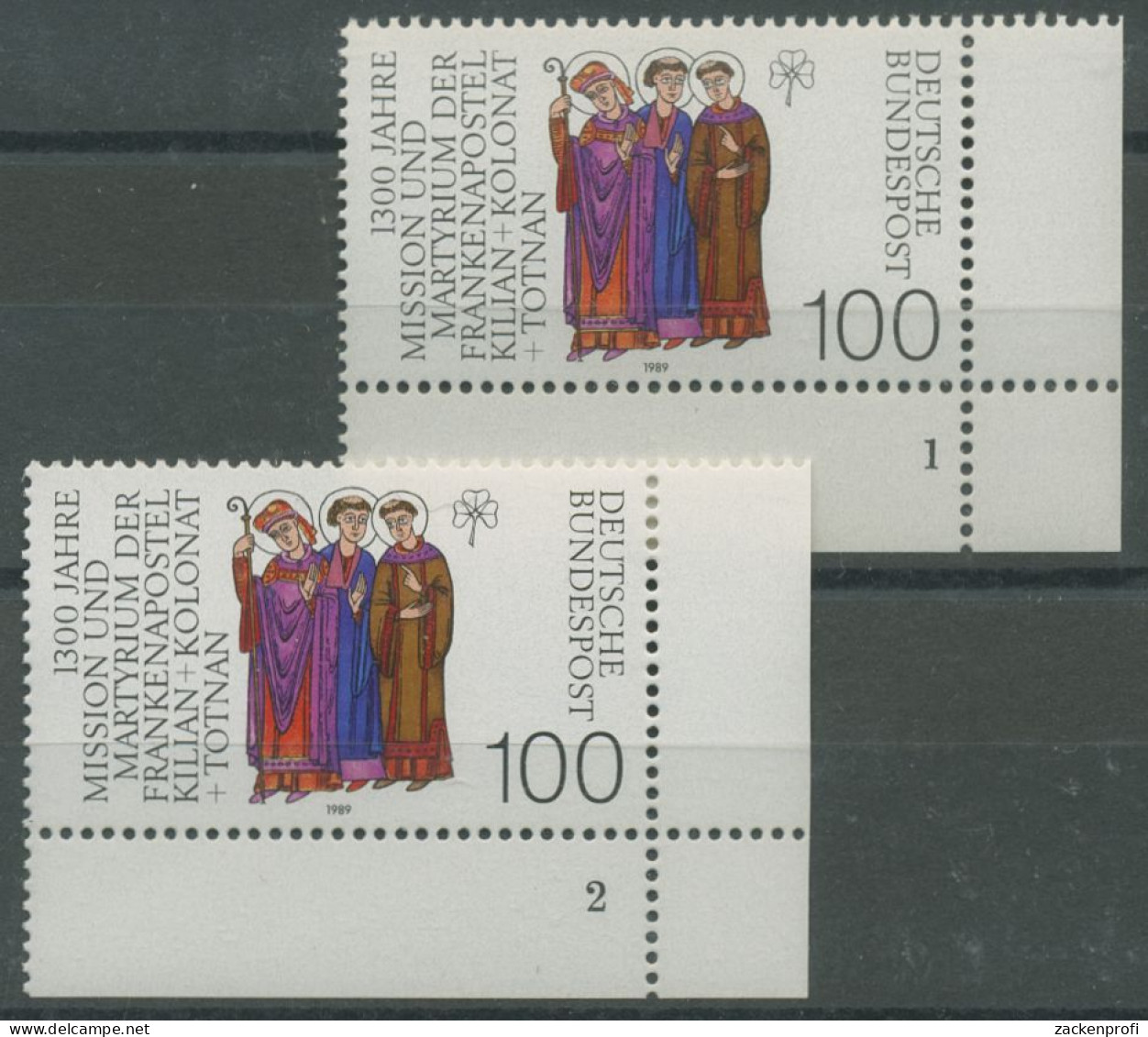 Bund 1989 1300. Todestag Der Frankenapostel 1424 Ecke 4 FN 1,2 Postfrisch (E678) - Unused Stamps
