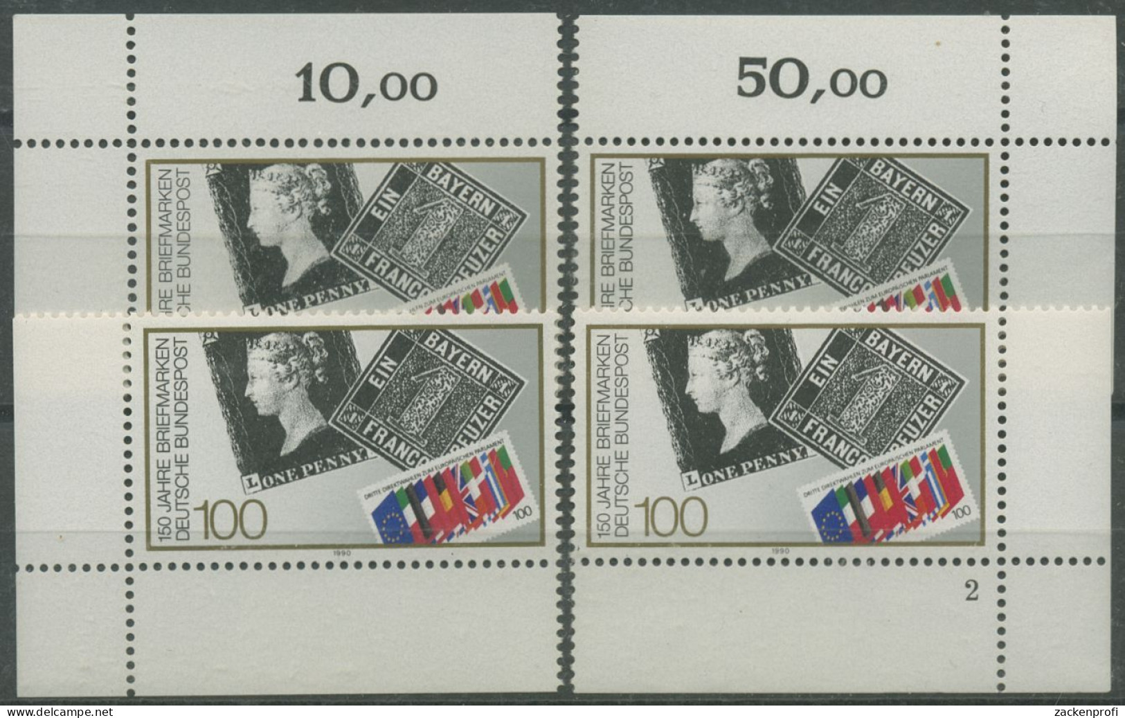 Bund 1990 150 Jahre Briefmarken 1479 Alle 4 Ecken Postfrisch (E771) - Ongebruikt