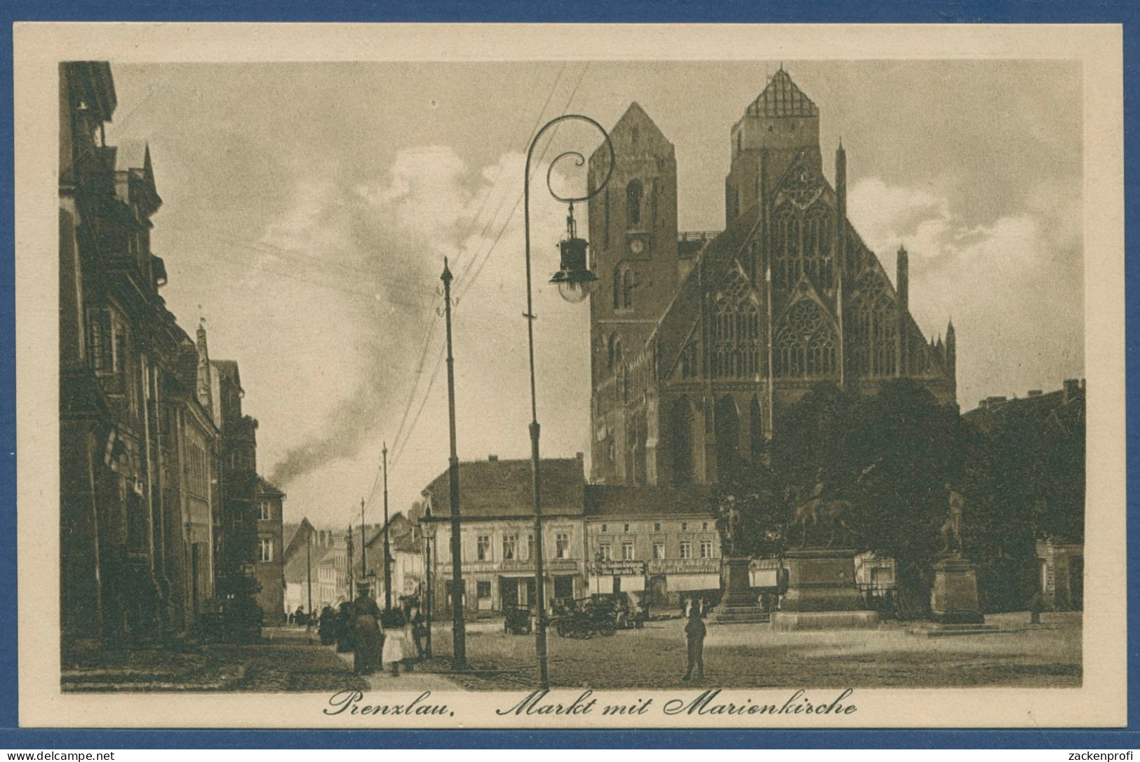 Prenzlau Markt Mit Marienkirche, Gelaufen 1927 (AK3595) - Prenzlau