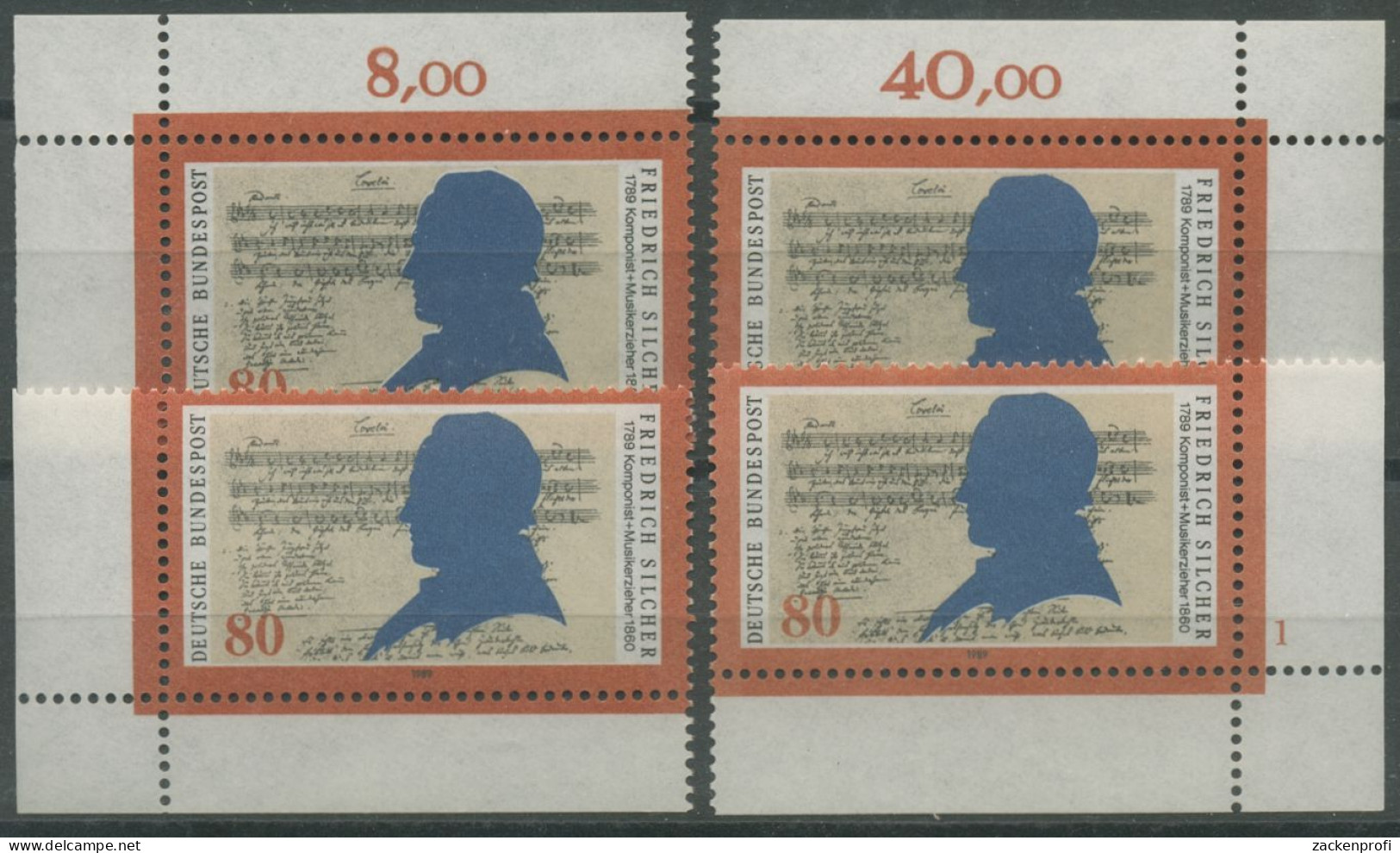 Bund 1989 200. Geburtstag Friedrich Schiller 1425 Alle 4 Ecken Postfrisch (E679) - Unused Stamps