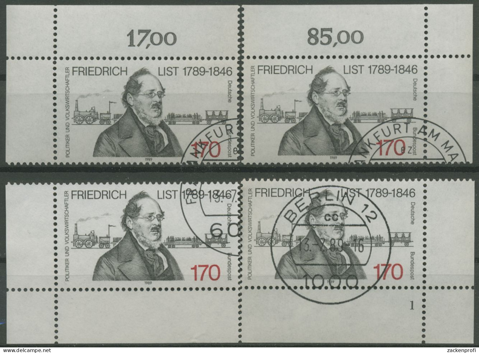 Bund 1989 200. Geburtstag Von Friedrich List 1429 Alle 4 Ecken Gestempelt (E687) - Used Stamps