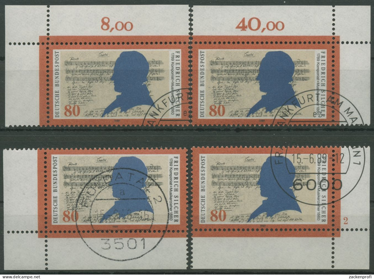 Bund 1989 200. Geburtstag Friedrich Schiller 1425 Alle 4 Ecken Gestempelt (E681) - Gebraucht