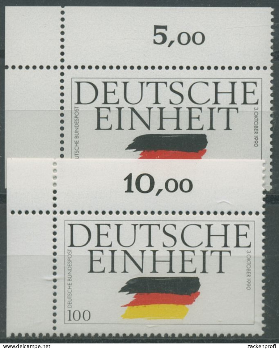 Bund 1990 Deutsche Einheit 1477/78 Ecke 1 Oben Links Postfrisch (E763) - Ongebruikt