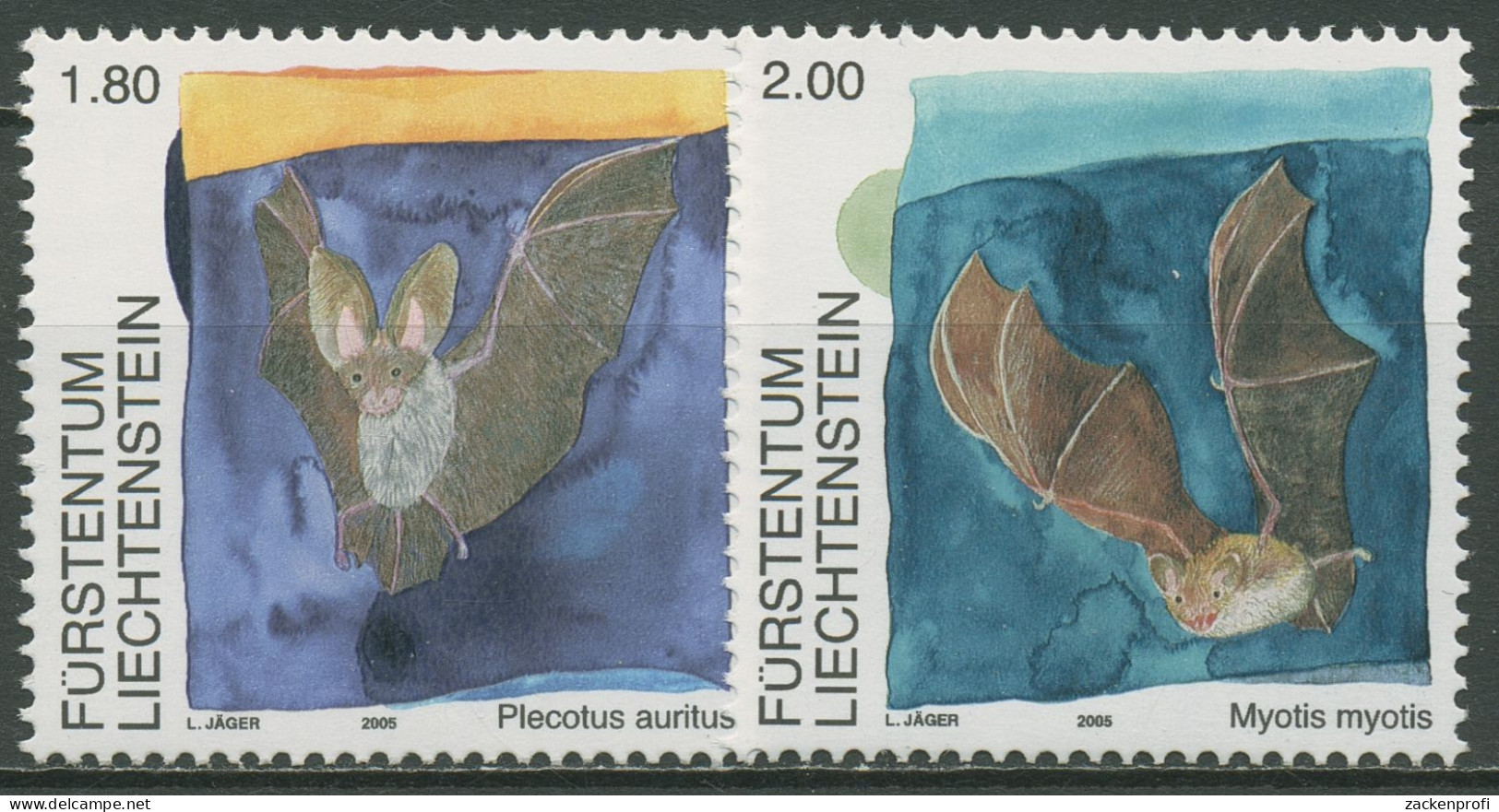 Liechtenstein 2005 Tiere Fledermäuse 1389/90 Postfrisch - Unused Stamps