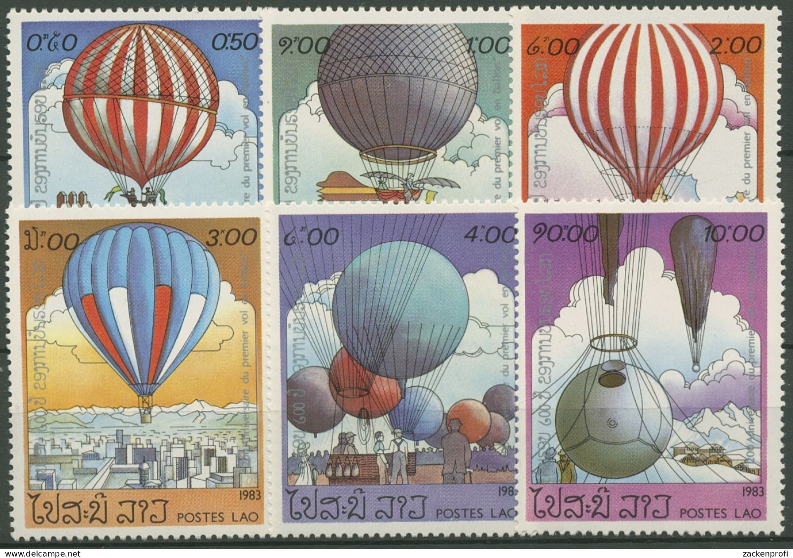 Laos 1983 Luftfahrt Heißluftballons 647/52 Postfrisch - Laos