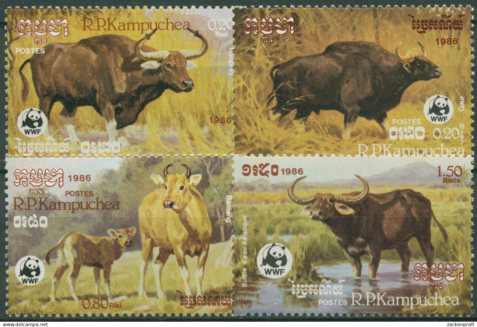Kambodscha 1986 WWF Tiere Büffel 823/26 Postfrisch - Kambodscha