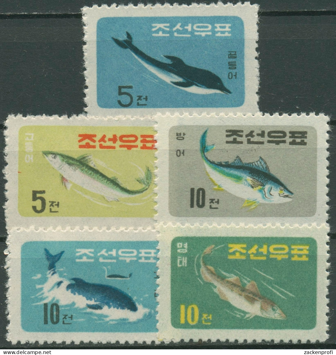 Korea (Nord) 1961 Tiere Fische Wale 293/97 Ungebraucht Ohne Gummierung - Corea Del Norte