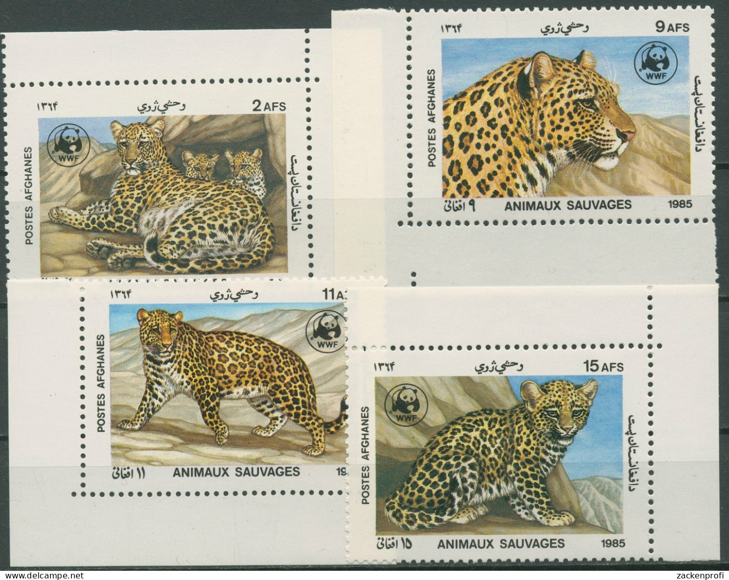 Afghanistan 1985 WWF Tiere Leoparden 1453/56 Ecke Postfrisch - Afganistán