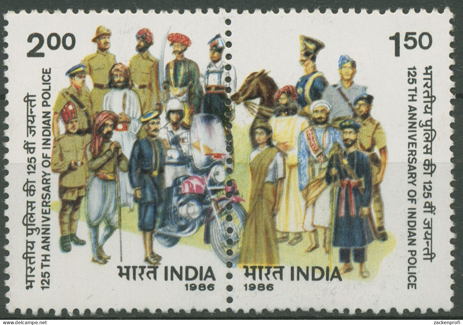 Indien 1986 Polizei Polizisten Uniformen 1065/66 ZD Postfrisch - Unused Stamps