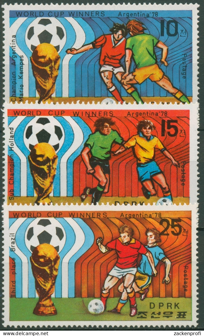 Korea (Nord) 1978 Fußball-WM Argentinien 1777/79 Postfrisch - Corea Del Norte