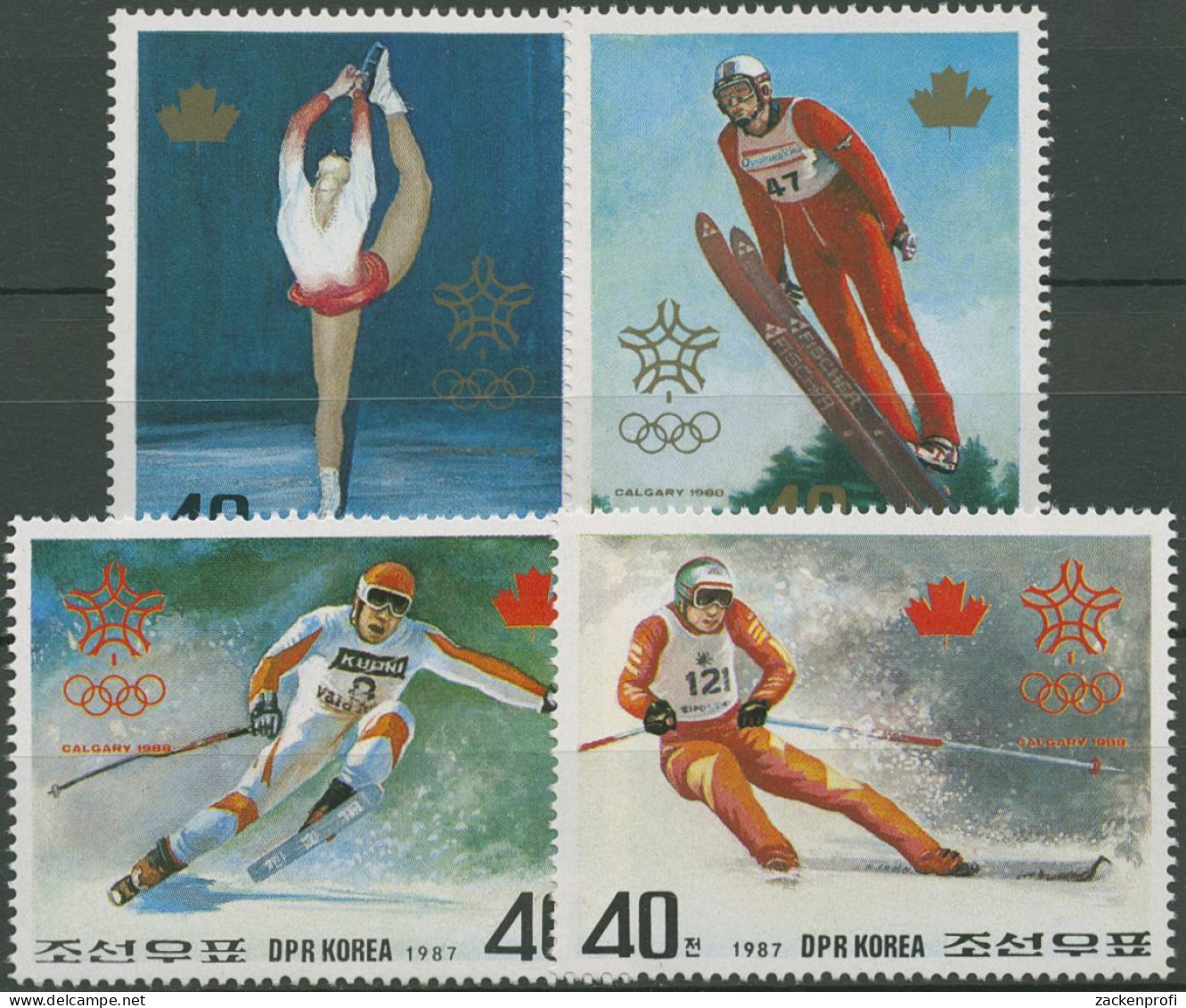 Korea (Nord) 1987 Olympia Winterspiele'88 Calgary 2879/82 Postfrisch - Corea Del Norte