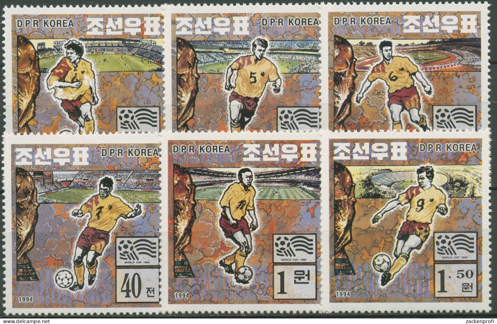 Korea (Nord) 1994 Fußball-WM USA 3642/47 Postfrisch - Corea Del Norte