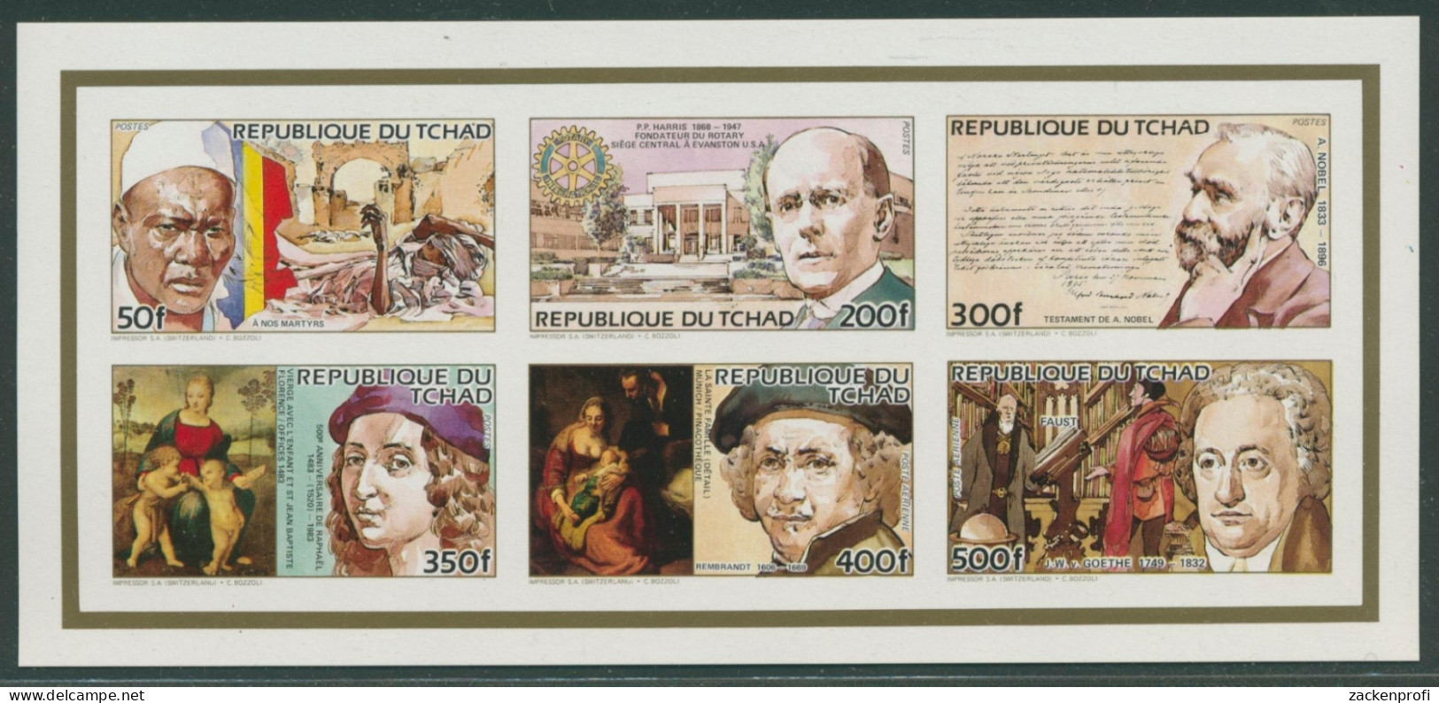 Tschad 1984 Persönlichkeiten Goethe Rembrandt 1031/36 B K Postfrisch (C29906) - Tchad (1960-...)