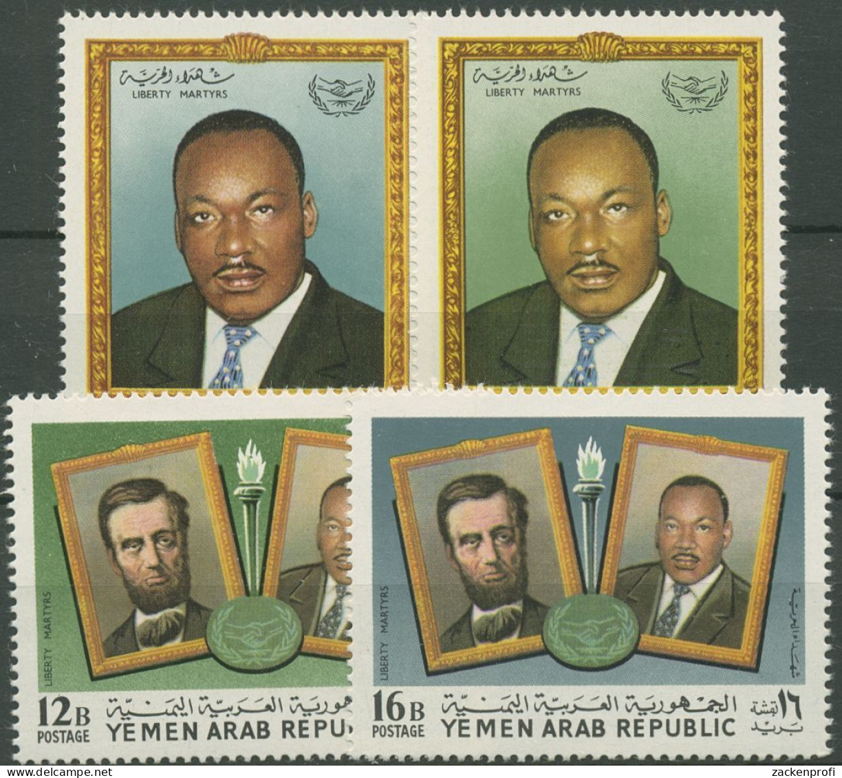 Jemen (Nordjemen) 1968 Menschenrechte Martin L. King,Lincoln 855/58 A Postfrisch - Yemen