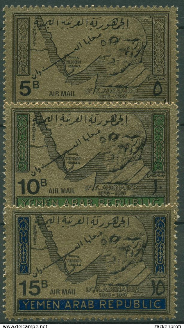 Jemen (Nordjemen) 1968 Konrad Adenauer Flüchtlingsgedenken 734/36 Postfrisch - Yémen