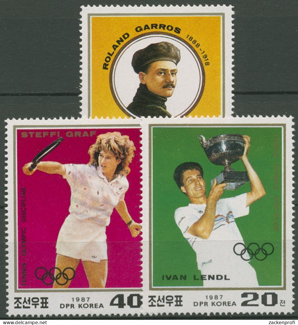 Korea (Nord) 1987 Tennis Roland Garros, Steffi Graf, I. Lendl 2889/91 Postfrisch - Korea, North