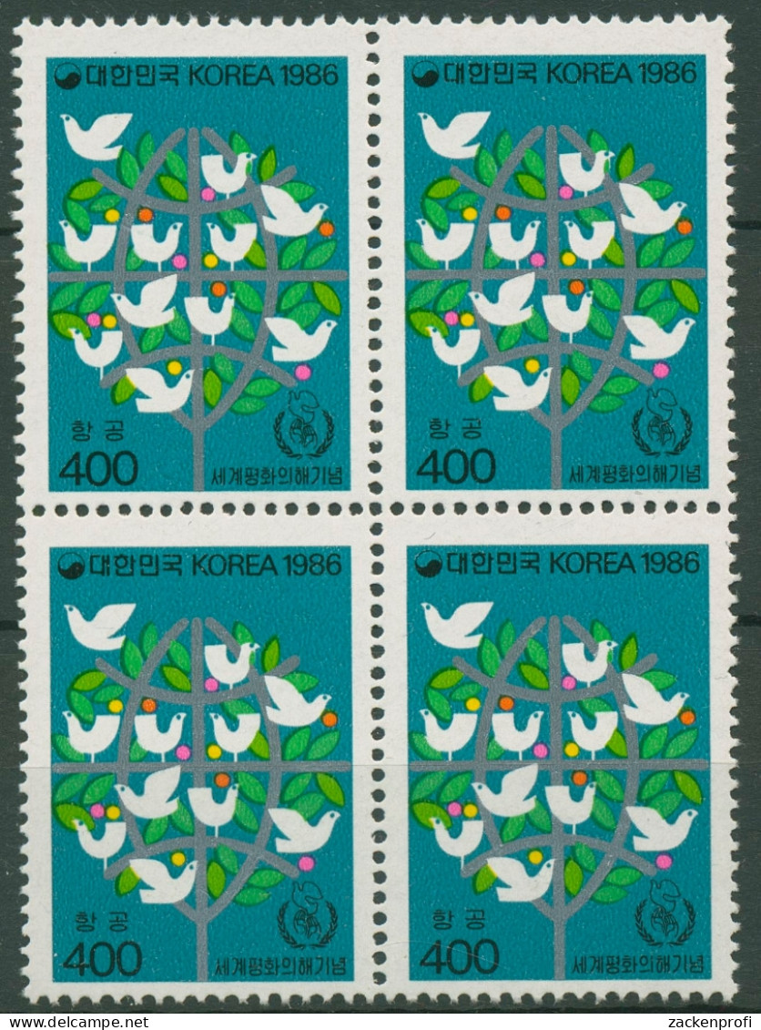 Korea (Süd) 1986 Jahr Des Friedens Friedenstauben 1434 4er- Block Postfrisch - Korea, South