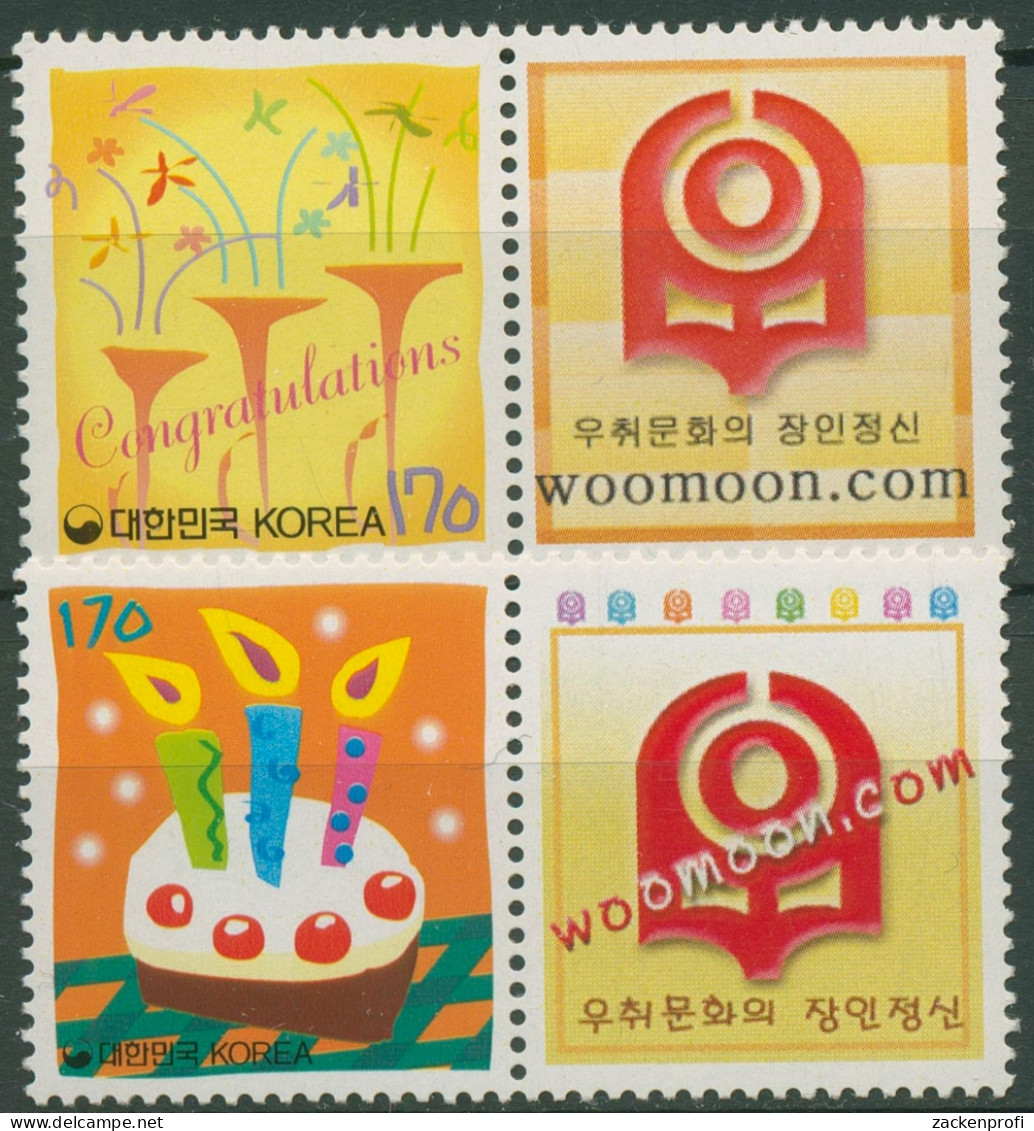 Korea (Süd) 2001 Grußmarken Blumen Torte 2182/83 Zf Postfrisch - Corée Du Sud