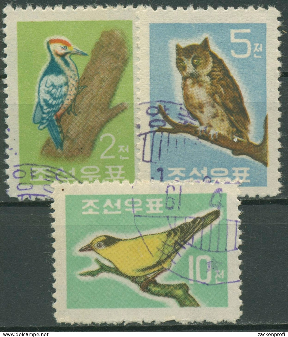 Korea (Nord) 1961 Tiere Vögel Specht Eule Pirol 298/00 Gestempelt - Corée Du Nord