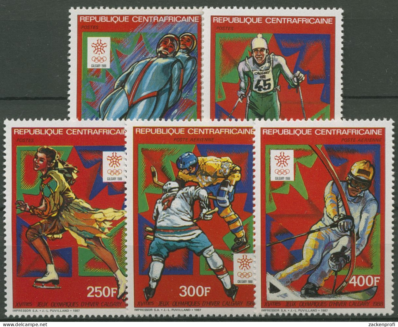 Zentralafrikanische Republik 1987 Olympische Spiele Calgary 1287/91 A Postfrisch - Centrafricaine (République)