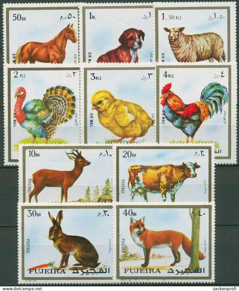 Fujeira 1972 Tiere Reh Hase Hund Pferd Geflügel 1295/04 A Postfrisch - Fudschaira