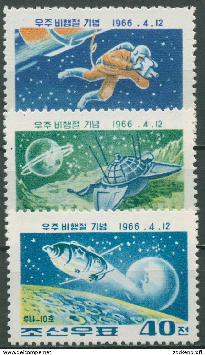 Korea (Nord) 1966 Weltraumfahrt 708/10 A Ungebraucht Ohne Gummierung - Corée Du Nord
