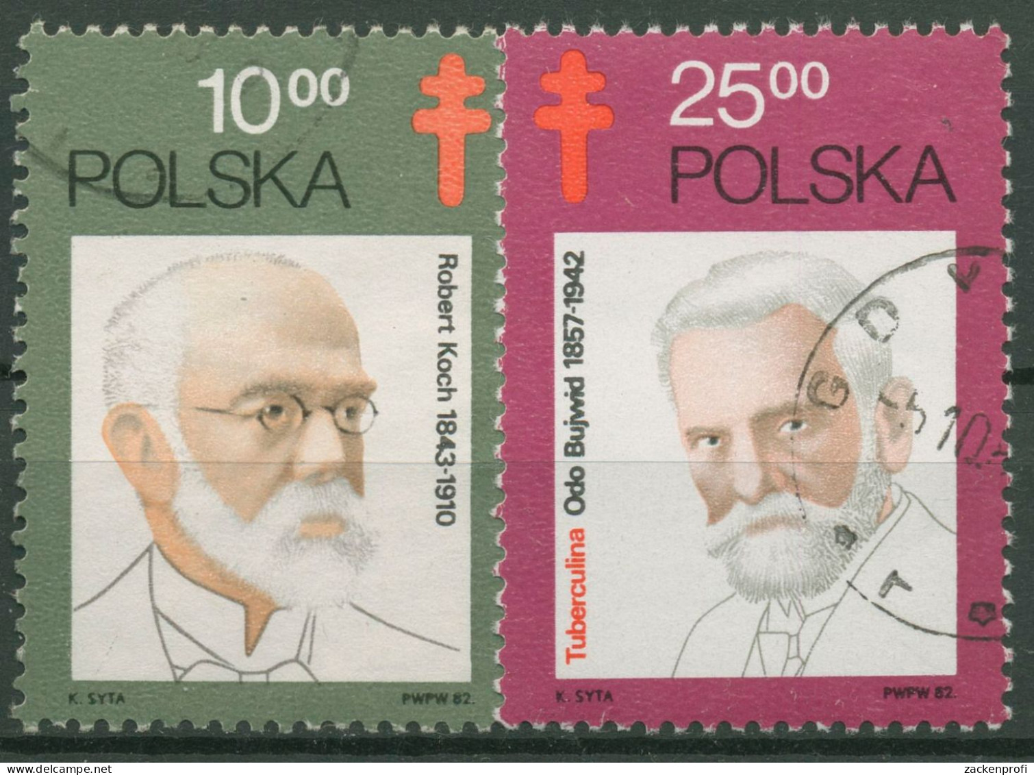 Polen 1982 Robert Koch, Odo Feliks Bujwid Tuberkulose 2827/28 Gestempelt - Gebraucht