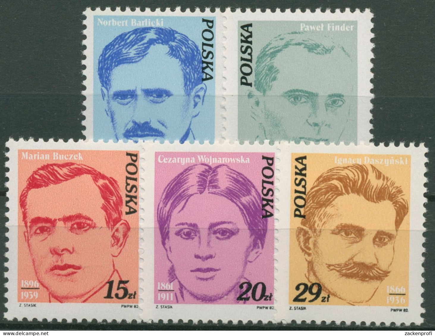 Polen 1982 Arbeiterbewegung Persönlichkeiten 2822/26 Postfrisch - Unused Stamps