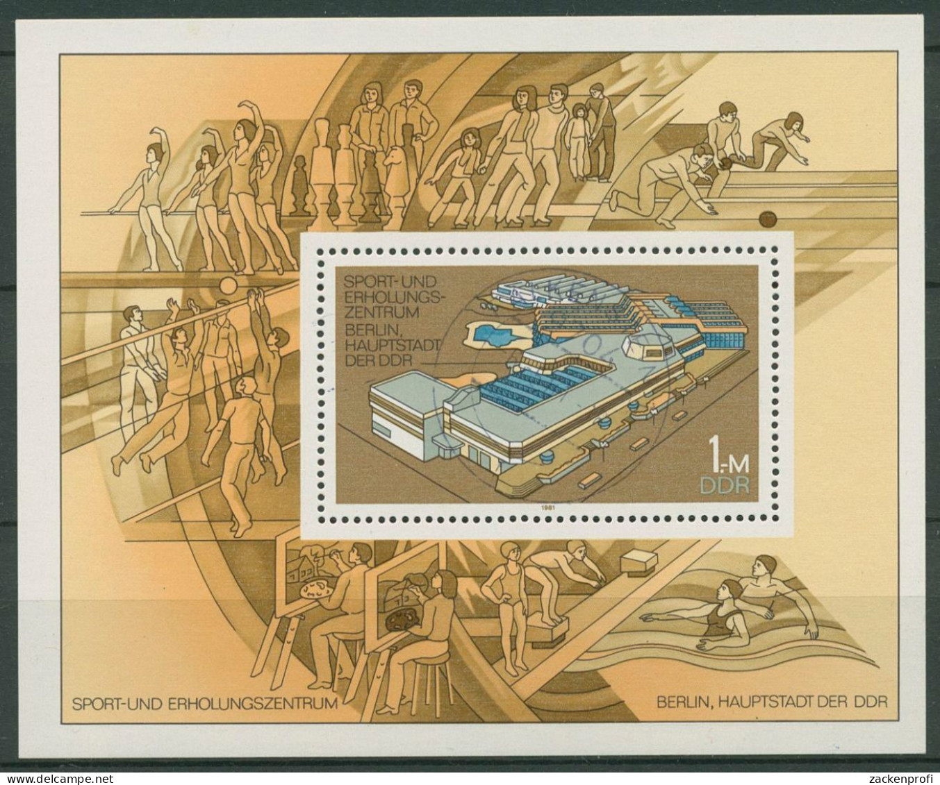 DDR 1981 SEZ Sport-u.Erholungszentrum Berlin Block 64 Mit TOP-Stempel (C99025) - Autres & Non Classés