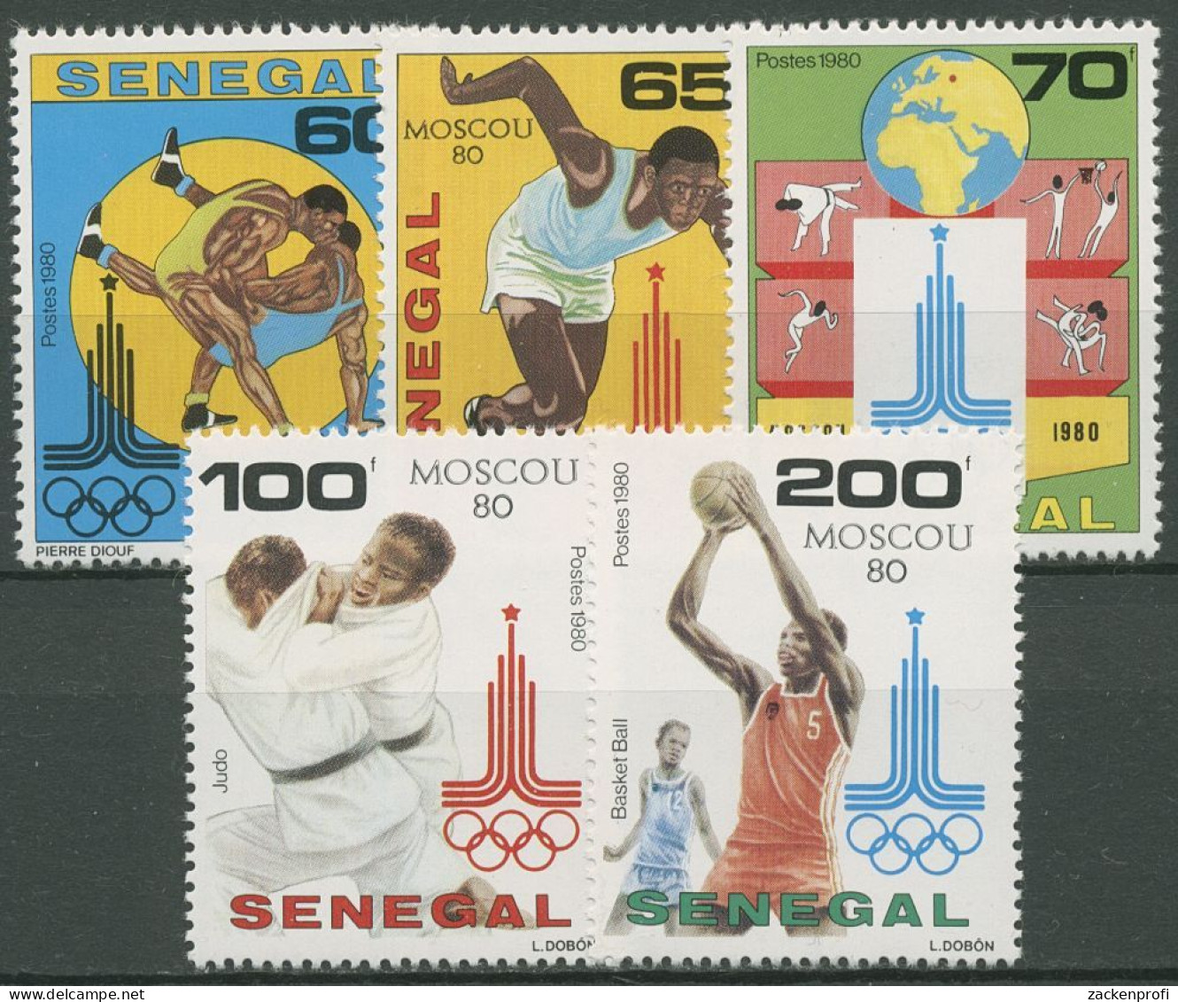 Senegal 1980 Olympische Sommerspiele In Moskau Judo Ringen 731/35 Postfrisch - Senegal (1960-...)