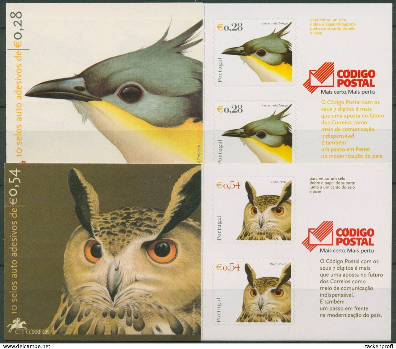Portugal 2002 Tiere Vögel Uhu Markenheftchen 2573+2575 MH Postfrisch (C98445) - Carnets
