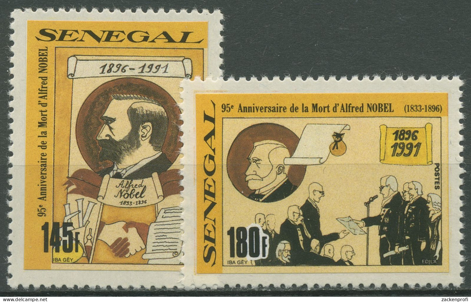 Senegal 1991 95. Todestag Von Alfred Nobel 1125/26 Postfrisch - Senegal (1960-...)
