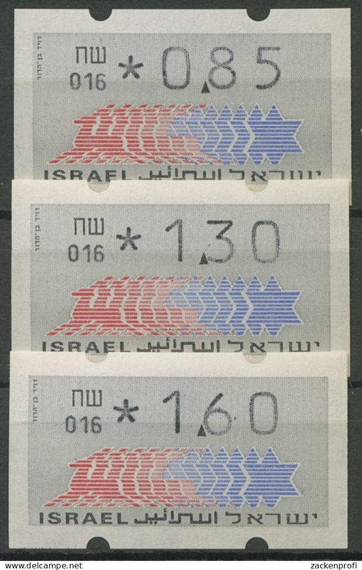 Israel ATM 1990 Hirsch Automat 016 Porto-Satz 3 Werte ATM 3.3.16 S 6 Postfrisch - Frankeervignetten (Frama)