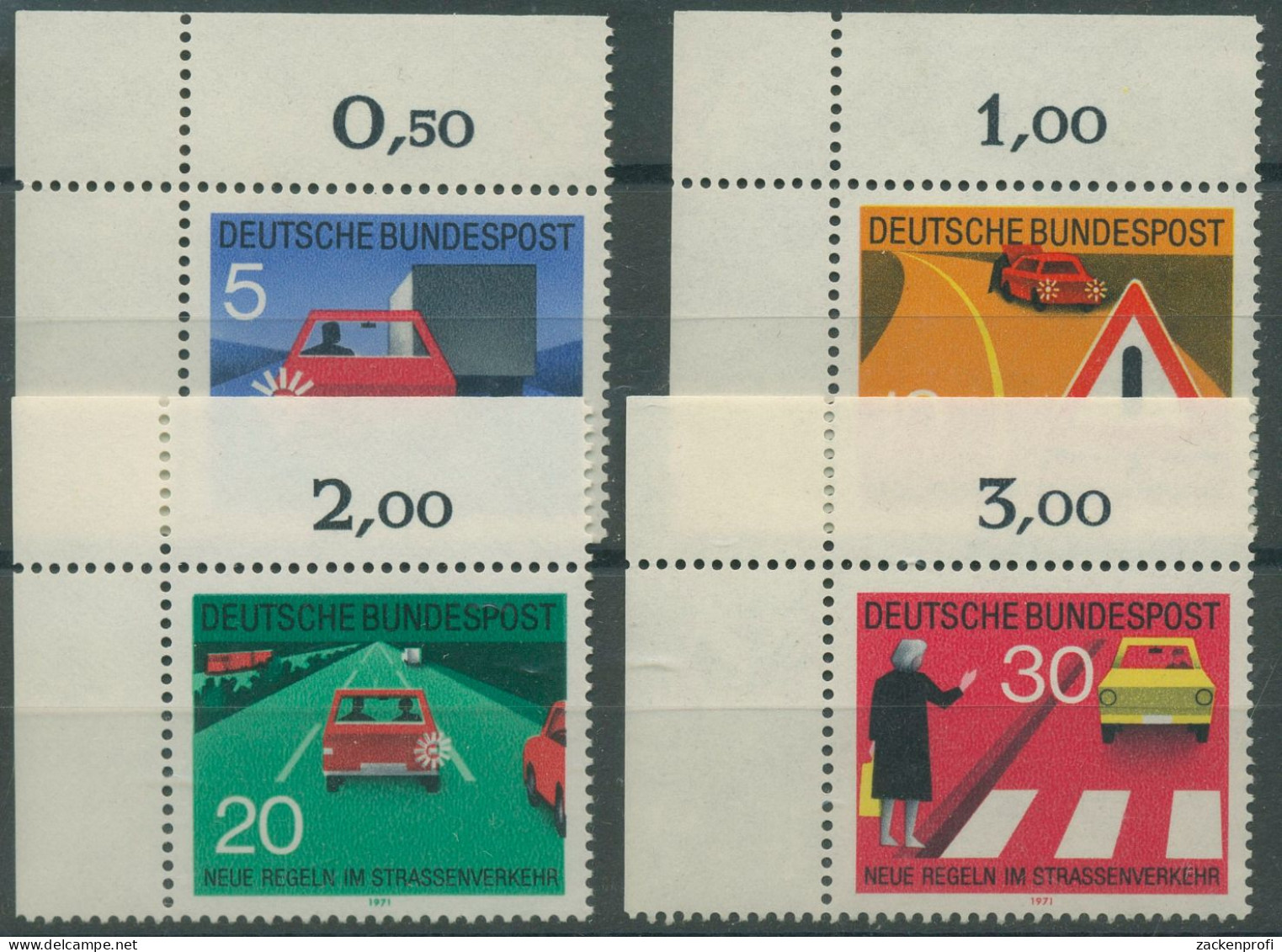 Bund 1971 Regeln Im Straßenverkehr 670/73 Ecke 1 Oben Links Postfrisch (E242) - Ongebruikt