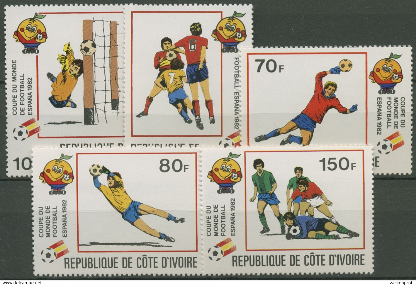 Elfenbeinküste 1981 Fußball-WM'82 Spanien 695/99 Postfrisch - Ivory Coast (1960-...)