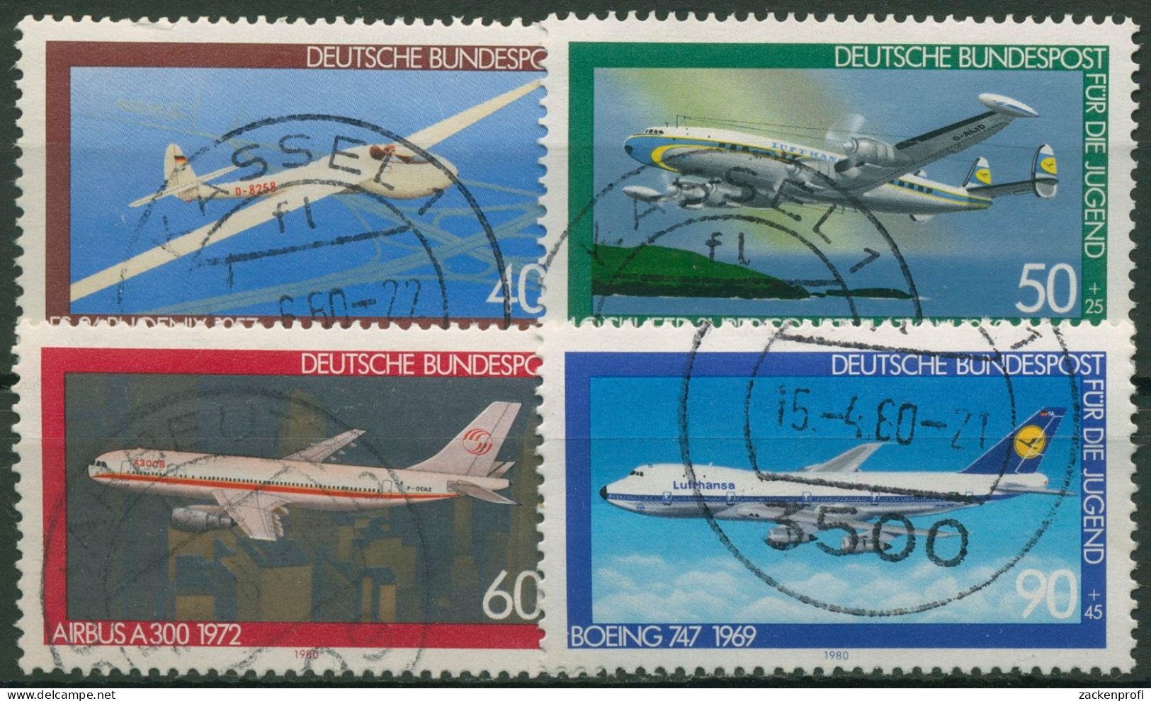 Bund 1980 Jugend: Luftfahrt Flugzeuge 1040/43 Gestempelt - Gebraucht