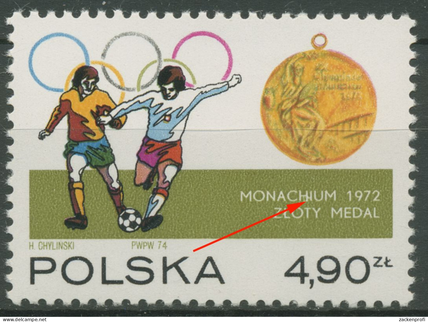 Polen 1974 Fußball-WM Deutschland 2315 Plattenfehler Postfrisch - Nuevos