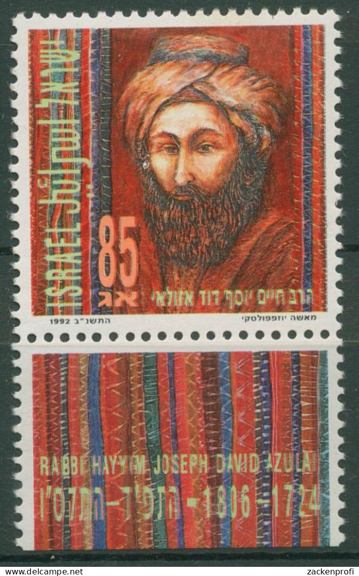 Israel 1992 Schriftsteller Rabbi Hayyim Joseph D.Azulai 1221 Mit Tab Postfrisch - Ungebraucht (mit Tabs)