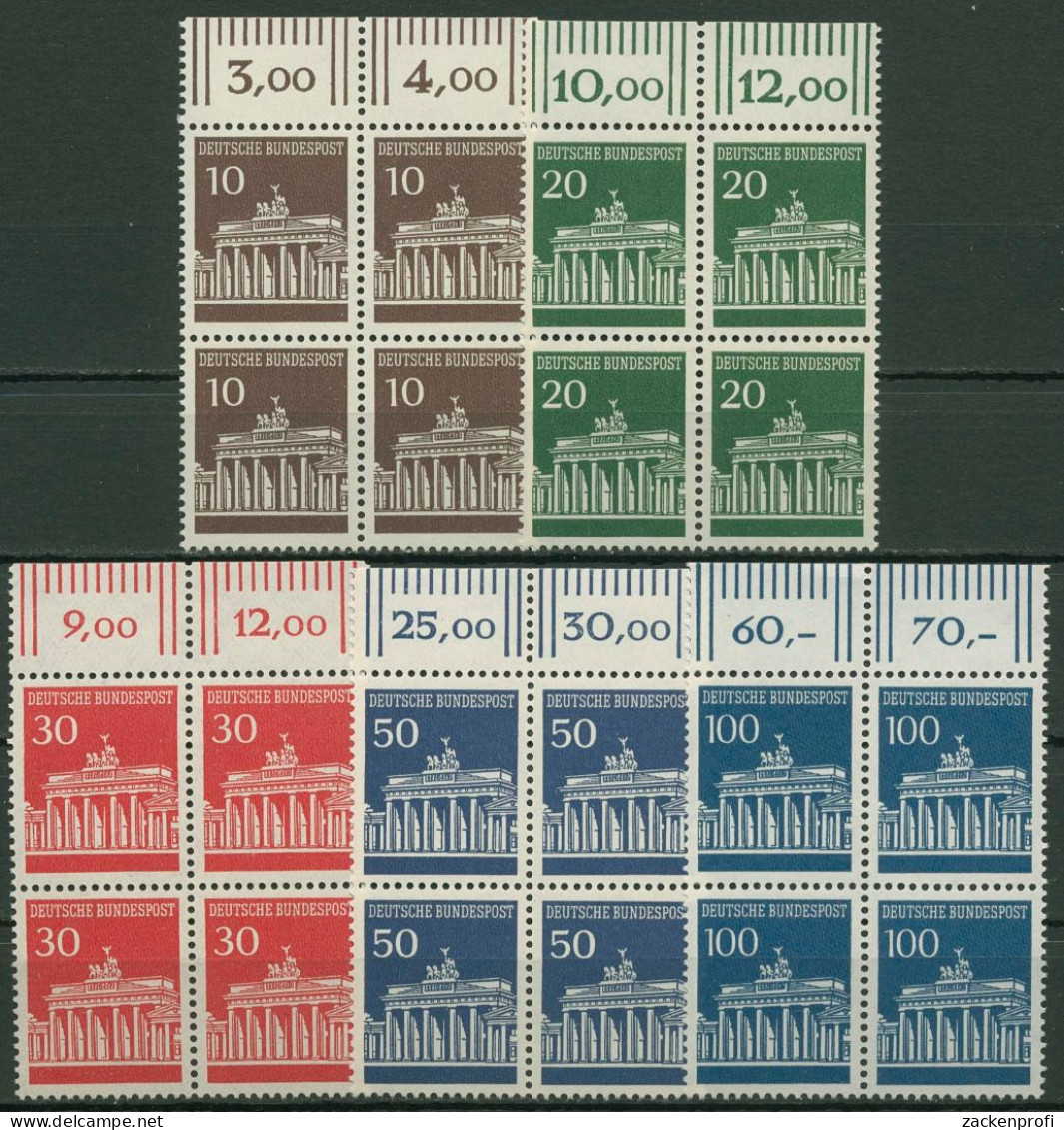 Bund 1966 Brandenburger Tor Mit Oberrand 506/10 4er-Block OR Postfrisch - Neufs
